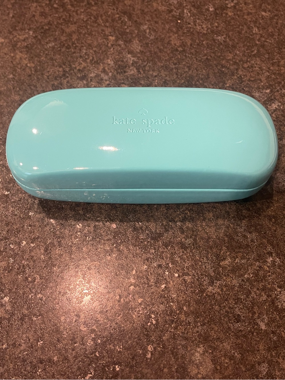 Kate Spade mint-turquoise glossy hard-shell eyeglass/sunglasses case